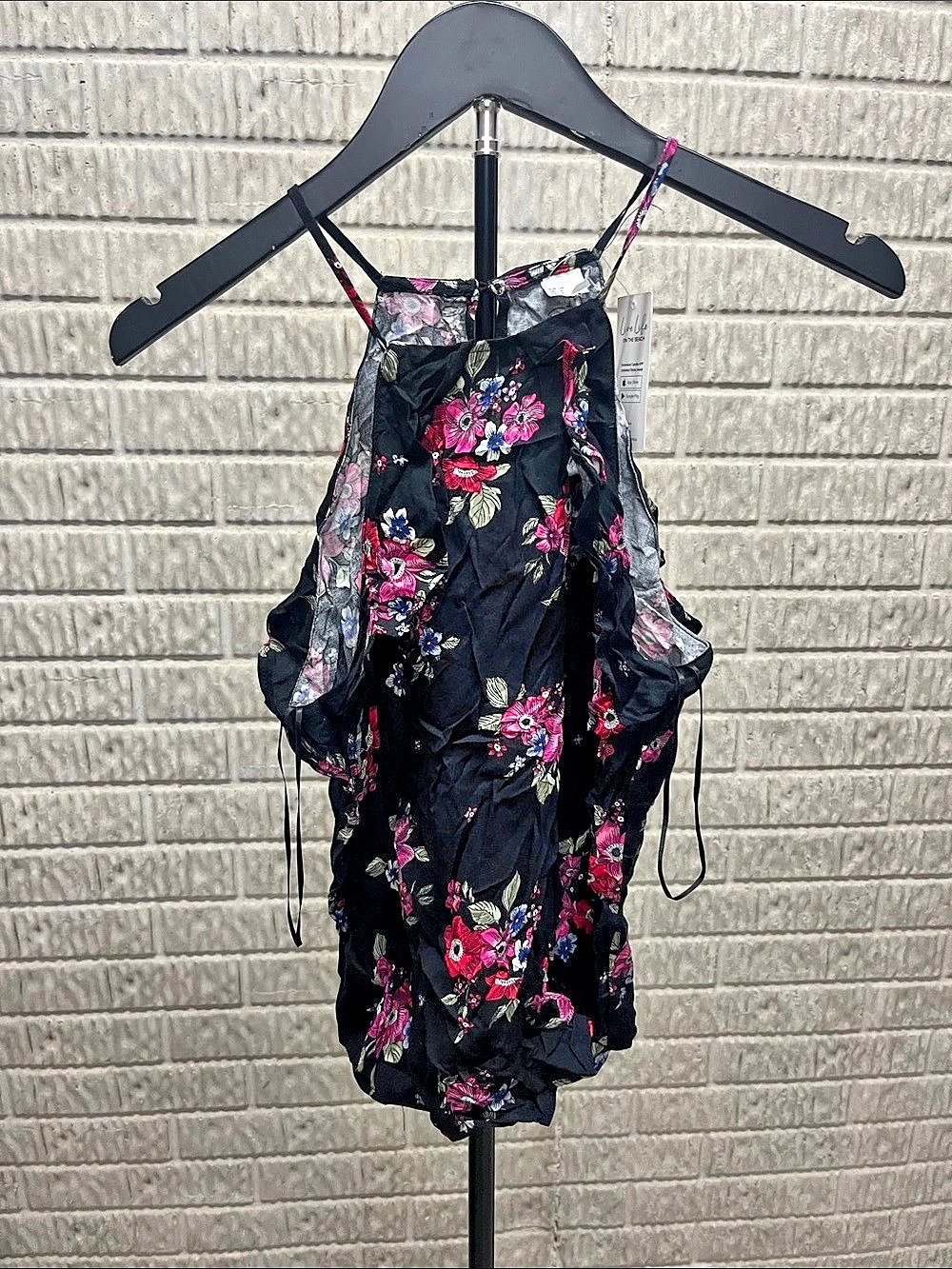 CUPSHE Floral Black & Pink Size 4 NWT tank top